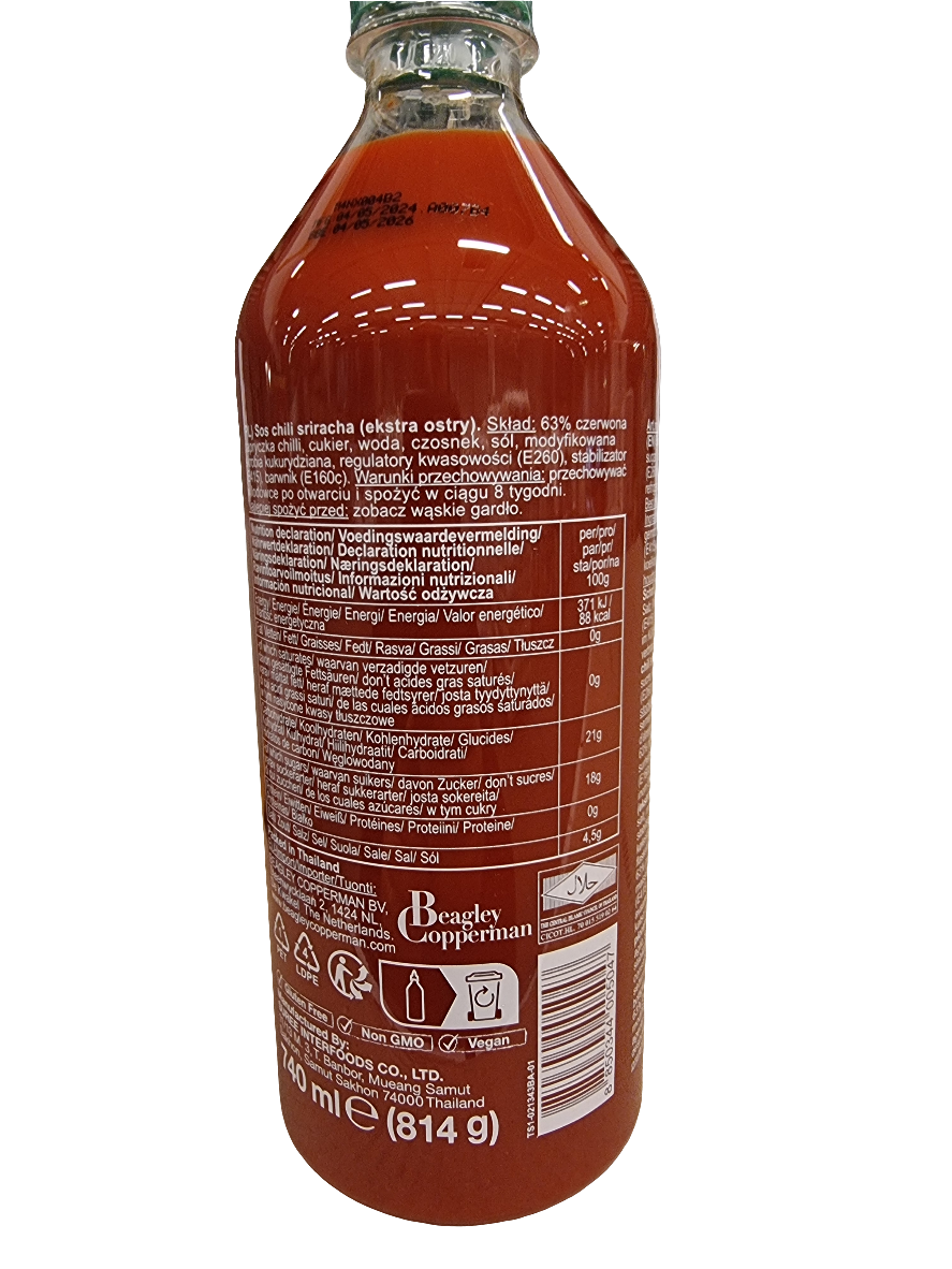 Crying thaiger 740 ml siracha chili sauce