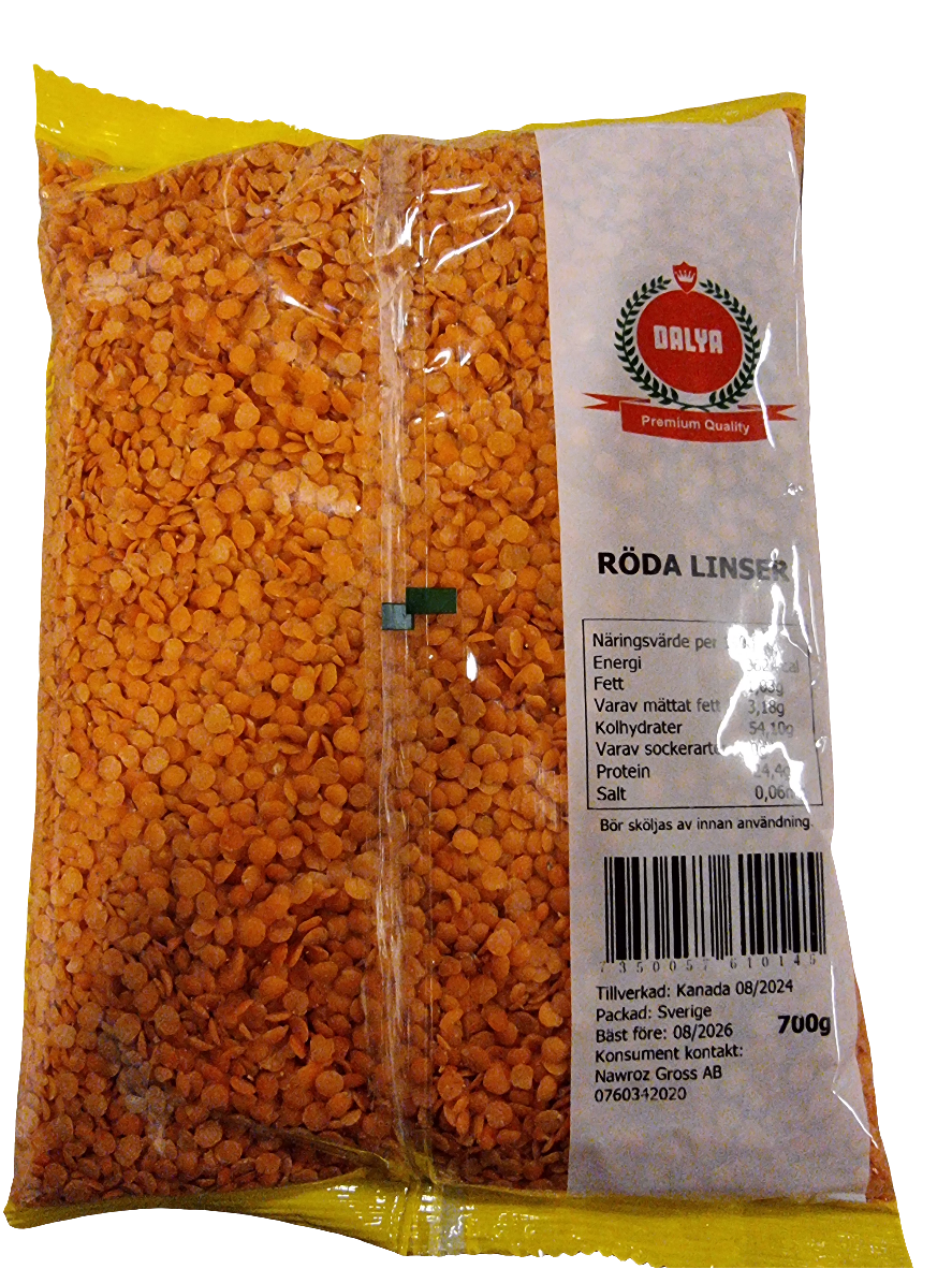 Dalya 700 gr kluvna röda linser