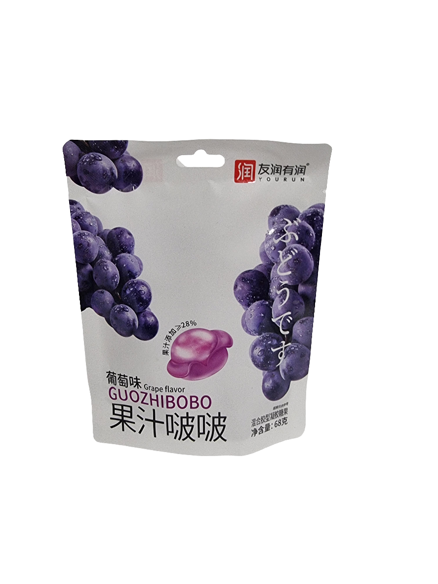 Guozhibobo 68 gr gummi godis grape