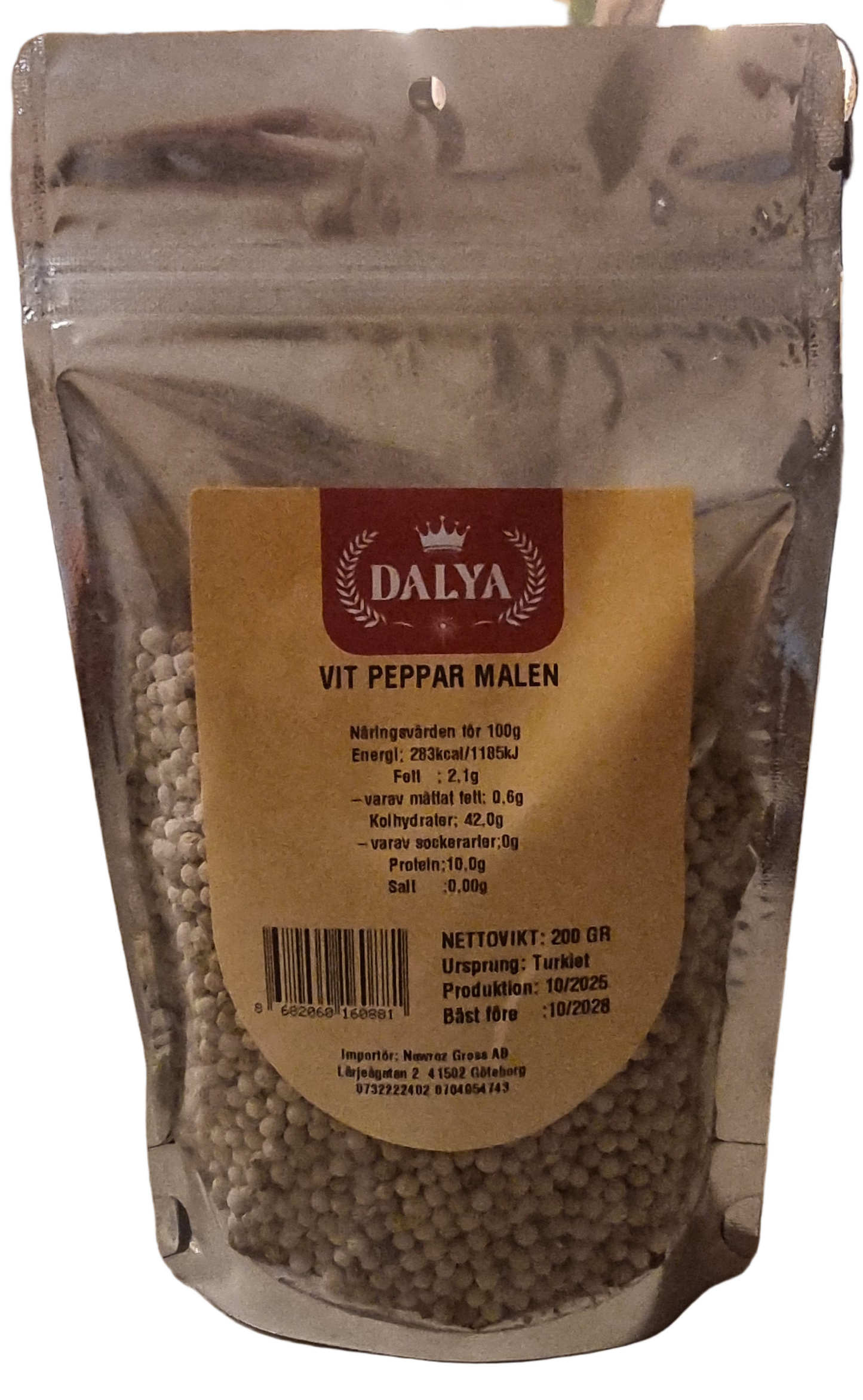 Dalya 200 gr vit peppar hel