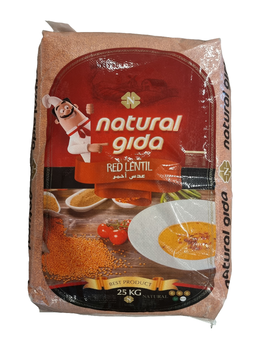 Natural Gida 25 kg röda linser hel / footboll