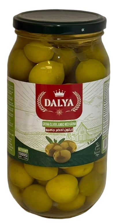 Dalya 1000 ml gröna oliver med kärna large