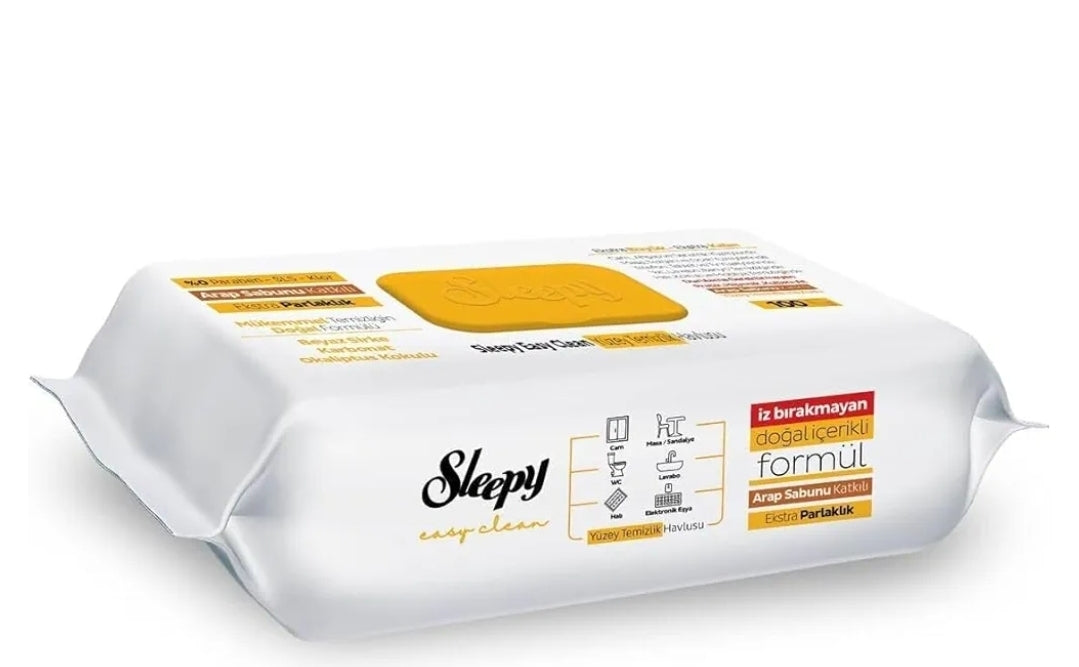 Sleepy 100st våtservetter för ytrengöring (arabisk tvål / gul )